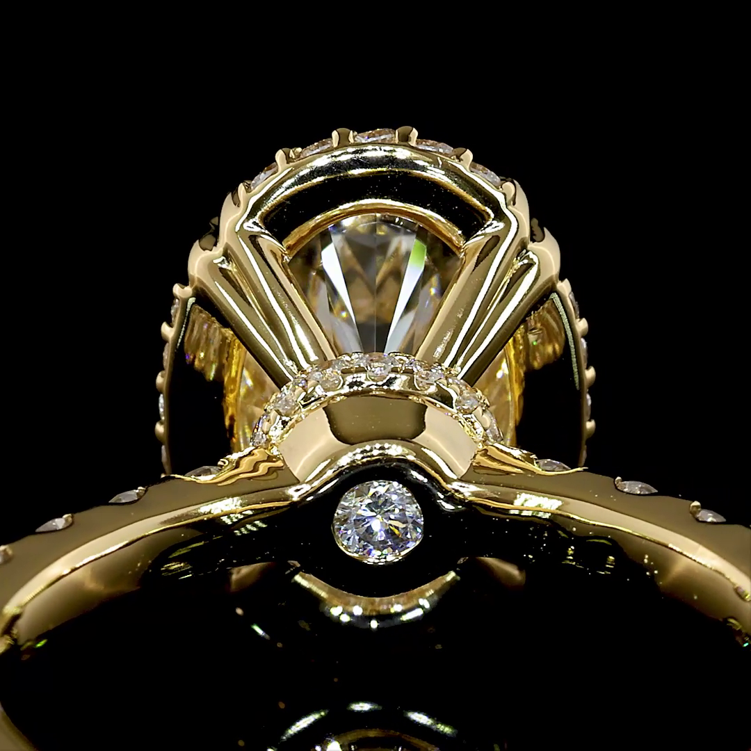 3.58 CTTW Oval Lab Grown Diamond Hidden Halo Ring Sz. 6 (E Color and VVS2 Clarity)