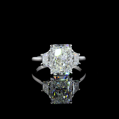 4.56 CTTW Radiant Lab Grown Diamond 3 Stones Ring Sz. 7 (F Color and VS1 Clarity)