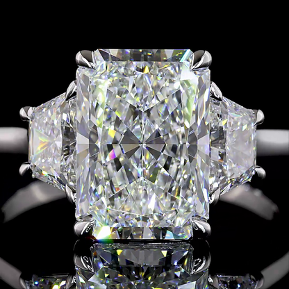 4.56 CTTW Radiant Lab Grown Diamond 3 Stones Ring Sz. 7 (F Color and VS1 Clarity)