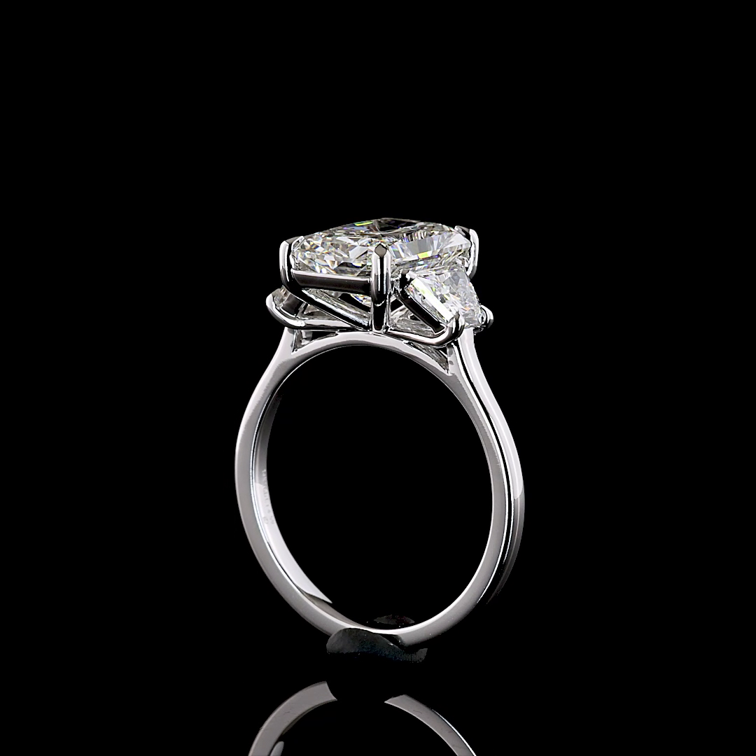 4.56 CTTW Radiant Lab Grown Diamond 3 Stones Ring Sz. 7 (F Color and VS1 Clarity)