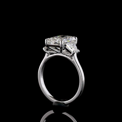 4.56 CTTW Radiant Lab Grown Diamond 3 Stones Ring Sz. 7 (F Color and VS1 Clarity)