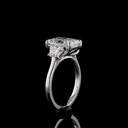 4.56 CTTW Radiant Lab Grown Diamond 3 Stones Ring Sz. 7 (F Color and VS1 Clarity)