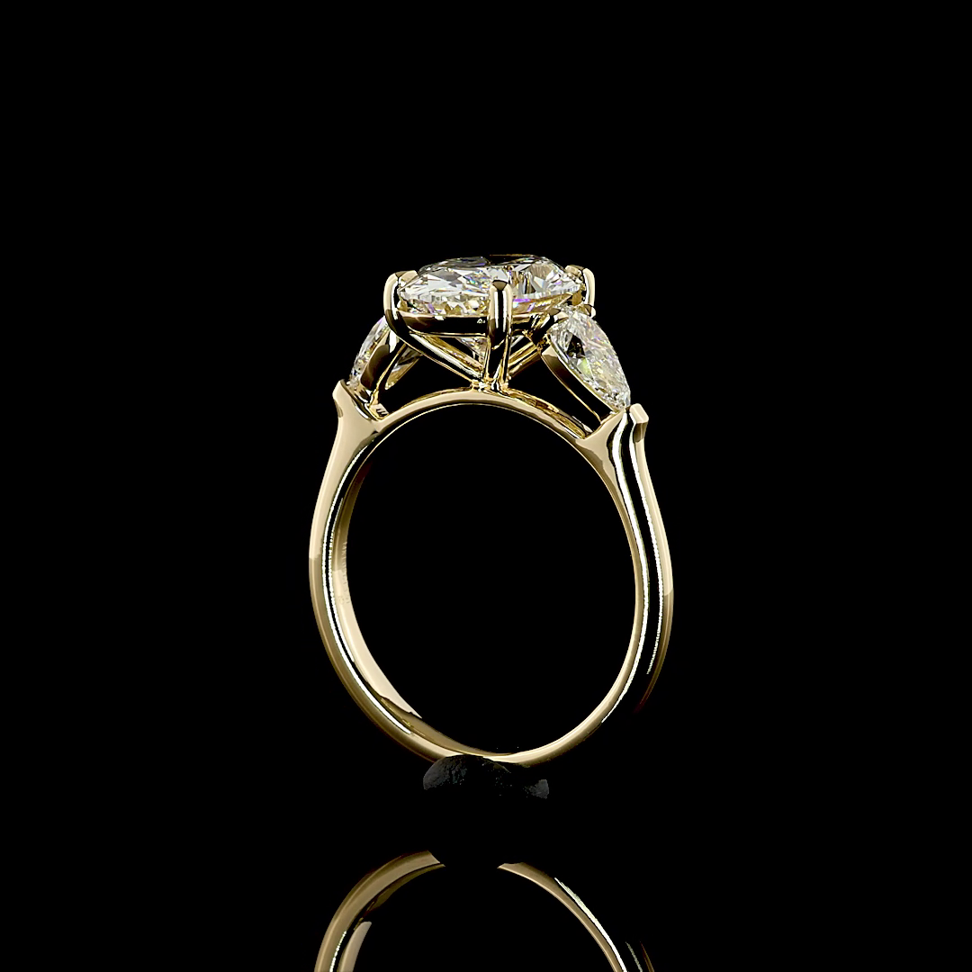 3.95 CTTW Oval Lab Grown Diamond 3 Stones Ring Sz. 7 (E Color and VVS2 Clarity)