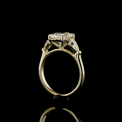 3.95 CTTW Oval Lab Grown Diamond 3 Stones Ring Sz. 7 (E Color and VVS2 Clarity)