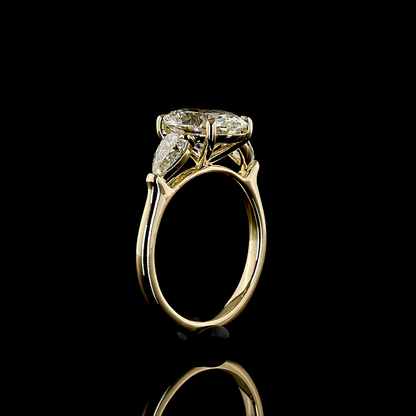 3.95 CTTW Oval Lab Grown Diamond 3 Stones Ring Sz. 7 (E Color and VVS2 Clarity)