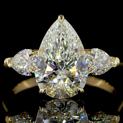 3.91 CTTW Pear Lab Grown Diamond 3 Stones Ring Sz. 7 (E Color and VVS2 Clarity)