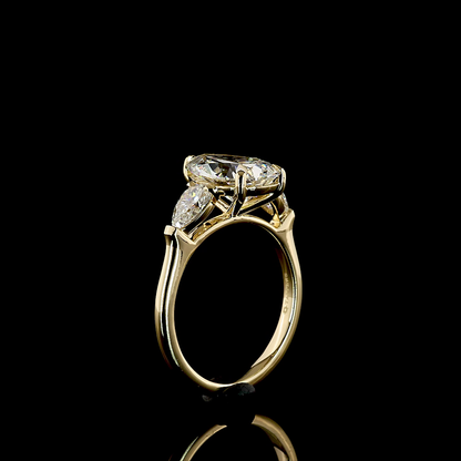 3.91 CTTW Pear Lab Grown Diamond 3 Stones Ring Sz. 7 (E Color and VVS2 Clarity)