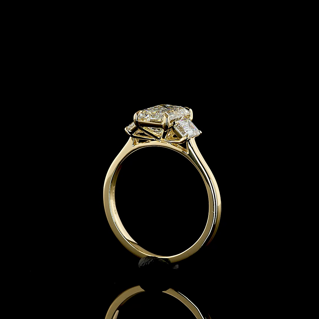 2.70 CTTW Emerald Lab Grown Diamond 3 Stones Ring Sz. 7 (D Color and VVS2 Clarity)