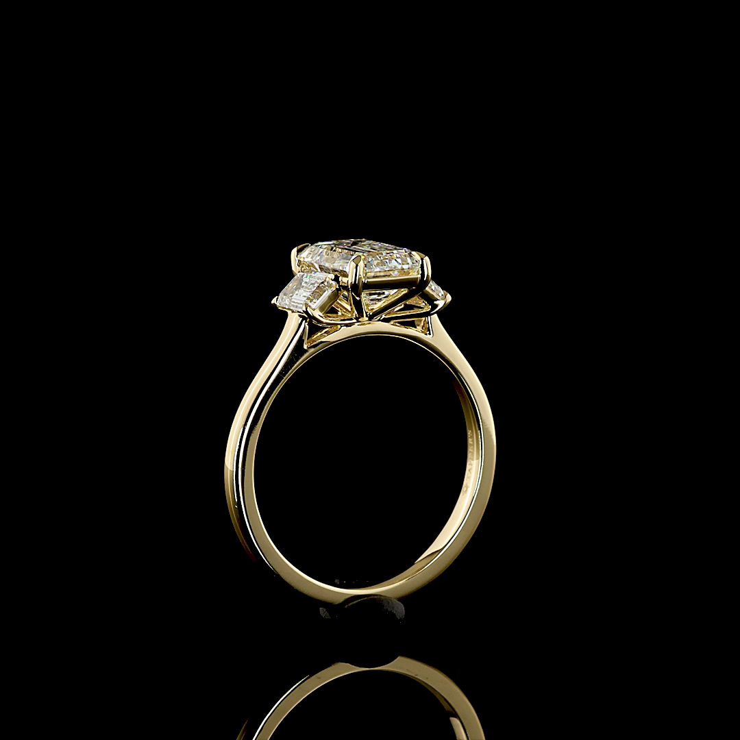 2.70 CTTW Emerald Lab Grown Diamond 3 Stones Ring Sz. 7 (D Color and VVS2 Clarity)