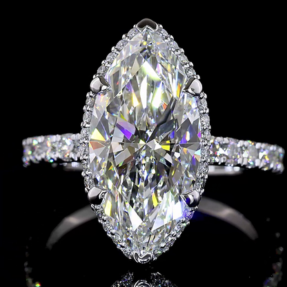 4.35 CTTW Marquise Lab Grown Diamond Hidden Halo Ring Sz. 6 (F Color and VS1 Clarity)