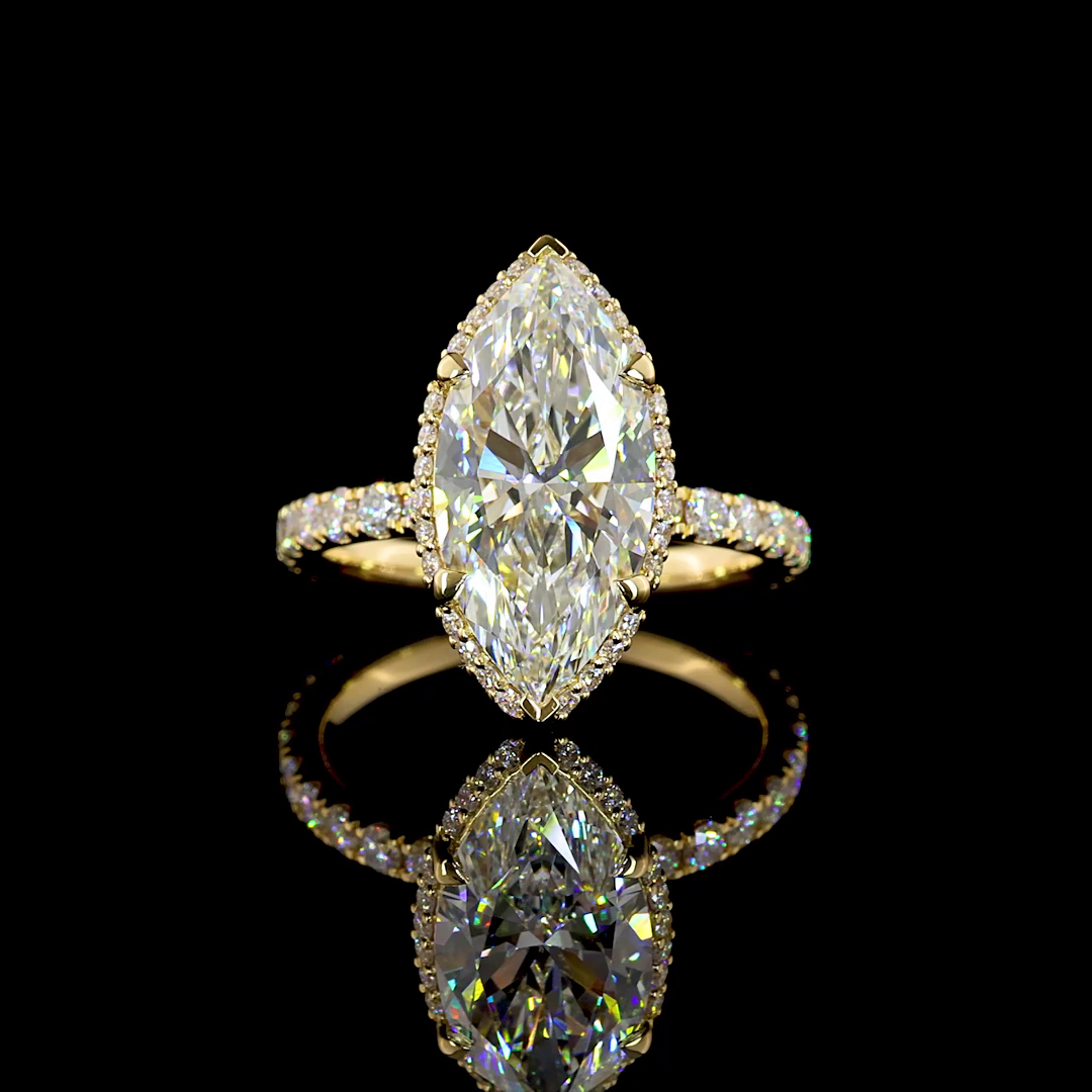 4.44 CTTW Marquise Lab Diamond Hidden Halo Ring (F Color and VS1 Clarity)