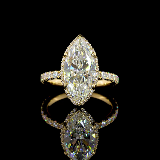 4.44 CTTW Marquise Lab Diamond Hidden Halo Ring (F Color and VS1 Clarity)