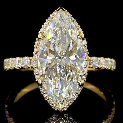 4.44 CTTW Marquise Lab Diamond Hidden Halo Ring (F Color and VS1 Clarity)