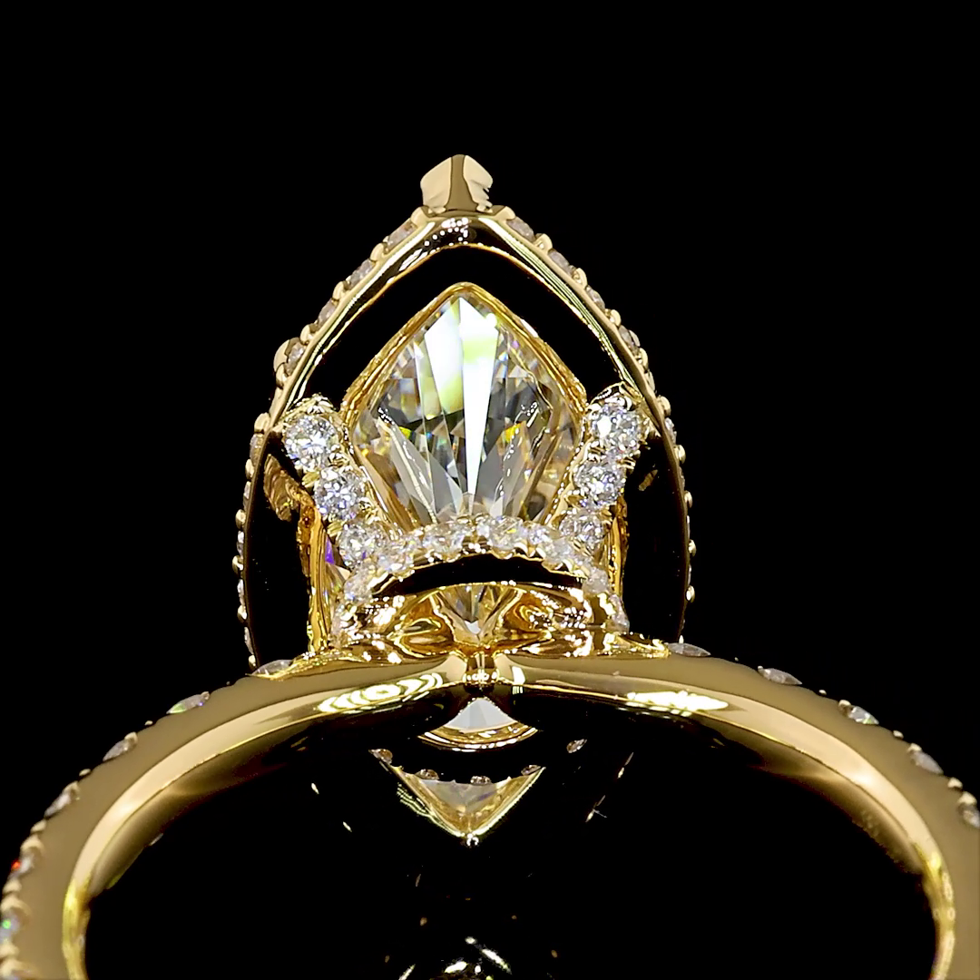 4.44 CTTW Marquise Lab Diamond Hidden Halo Ring (F Color and VS1 Clarity)