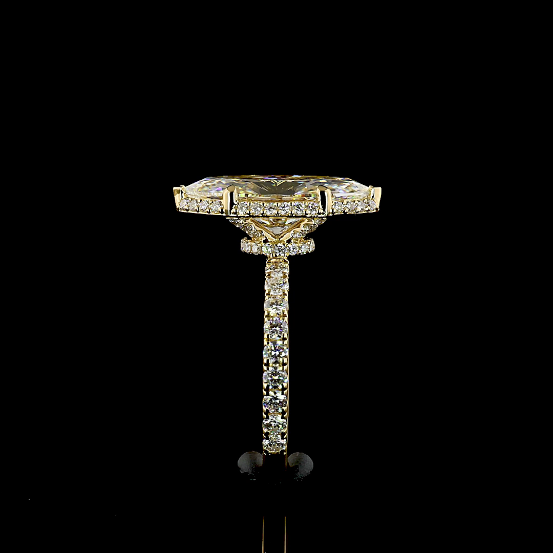 4.44 CTTW Marquise Lab Diamond Hidden Halo Ring (F Color and VS1 Clarity)