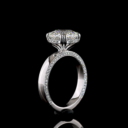 3.91 CTTW Round Lab Grown Diamond Hidden Halo Ring Sz. 6 (E Color and VVS2 Clarity)