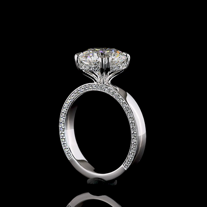 3.93 CTTW Round Lab Grown Diamond Hidden Halo Ring Sz. 6 (F Color and VVS2 Clarity)