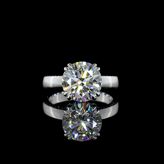 3.93 CTTW Round Lab Grown Diamond Hidden Halo Ring Sz. 6 (E Color and VVS2 Clarity)