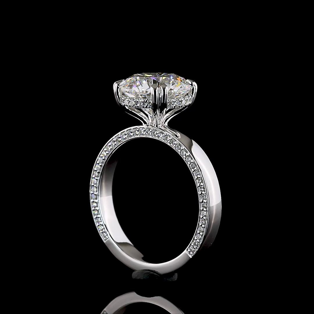 3.93 CTTW Round Lab Grown Diamond Hidden Halo Ring Sz. 6 (E Color and VVS2 Clarity)