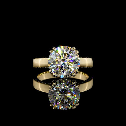 3.98 CTTW Round Lab Grown Diamond Hidden Halo Ring Sz. 6 (F Color and VS1 Clarity)