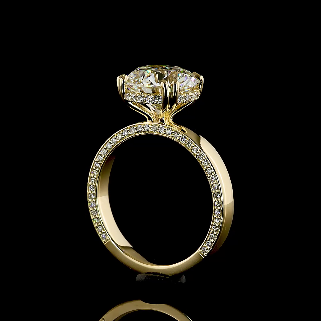 3.98 CTTW Round Lab Grown Diamond Hidden Halo Ring Sz. 6 (F Color and VS1 Clarity)