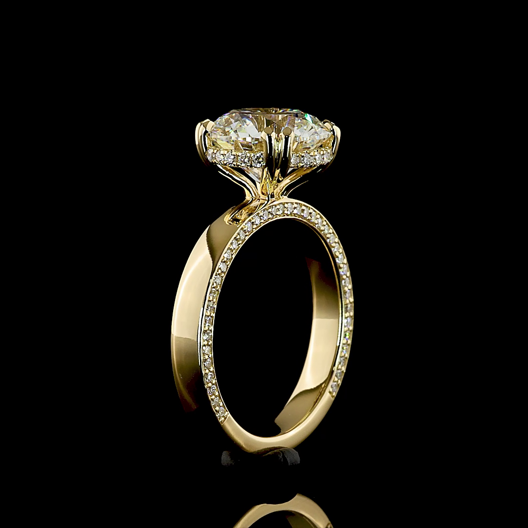 3.98 CTTW Round Lab Grown Diamond Hidden Halo Ring Sz. 6 (F Color and VS1 Clarity)
