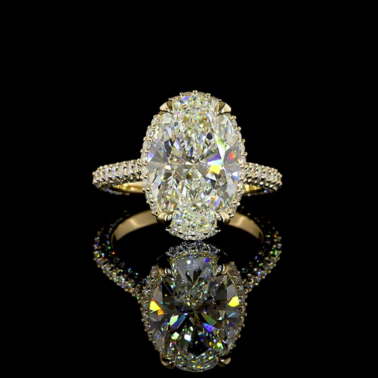 6.53 CTTW Oval Lab Grown Diamond Hidden Halo Ring Sz. 6 (F Color and VS1 Clarity)
