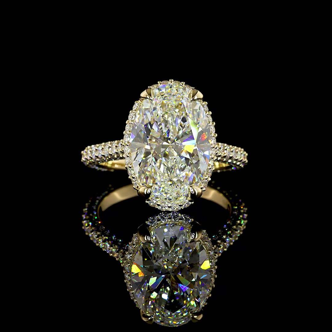 6.42 CTTW Oval Lab Grown Diamond Hidden Halo Ring Sz. 6 (F Color and VS1 Clarity)