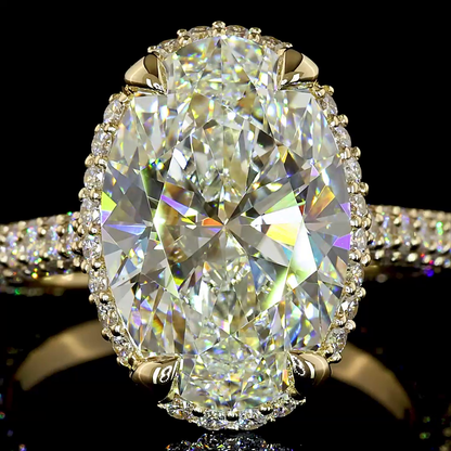 6.42 CTTW Oval Lab Grown Diamond Hidden Halo Ring Sz. 6 (F Color and VS1 Clarity)