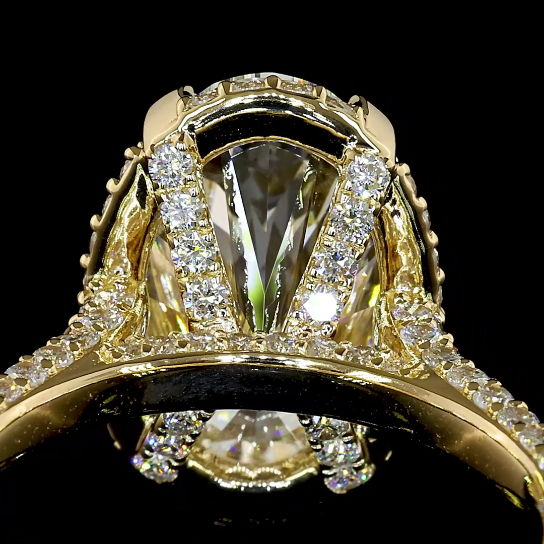 6.42 CTTW Oval Lab Grown Diamond Hidden Halo Ring Sz. 6 (F Color and VS1 Clarity)