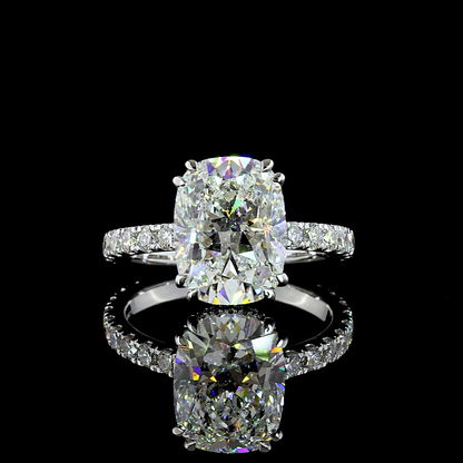 4.72 CTTW Cushion Brilliant Lab Grown Diamond Hidden Halo Ring Sz. 6 (F Color and VS1 Clarity)