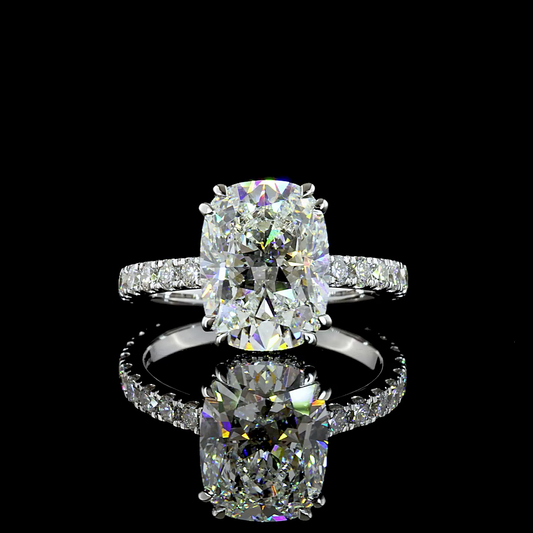 4.72 CTTW Cushion Brilliant Lab Grown Diamond Hidden Halo Ring Sz. 6 (F Color and VS1 Clarity)