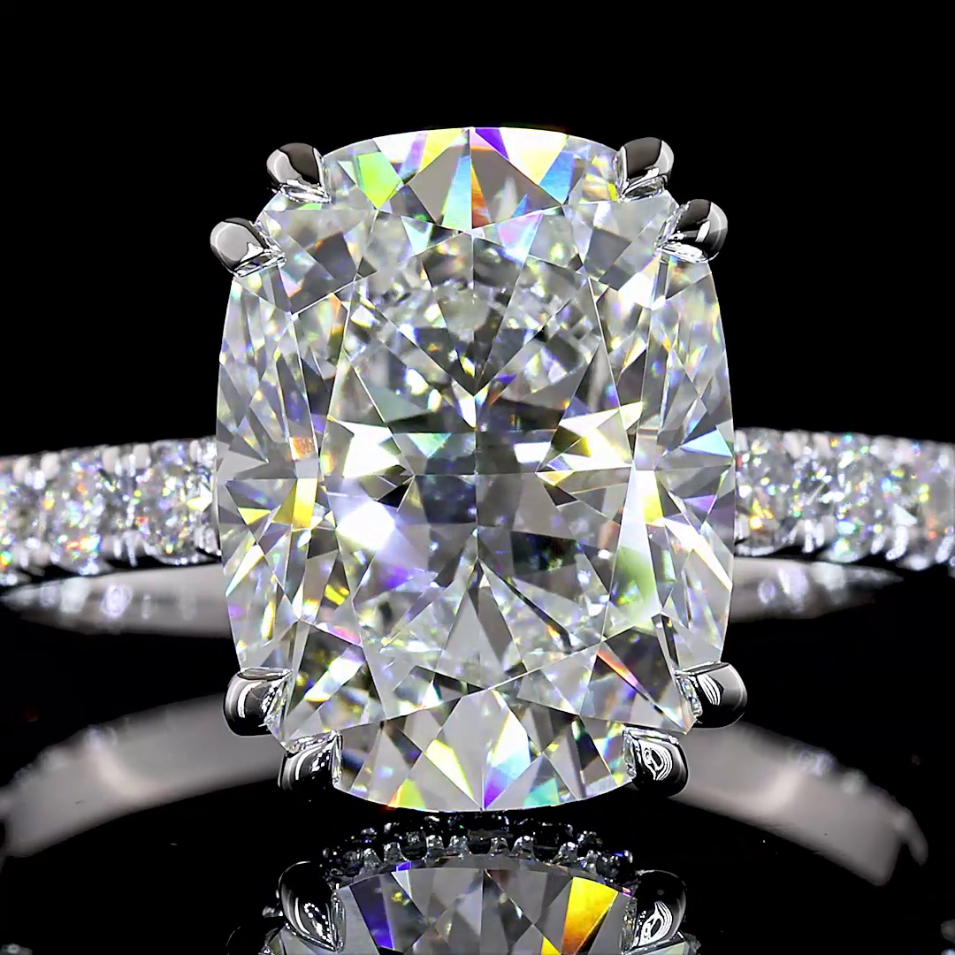 4.72 CTTW Cushion Brilliant Lab Grown Diamond Hidden Halo Ring Sz. 6 (F Color and VS1 Clarity)