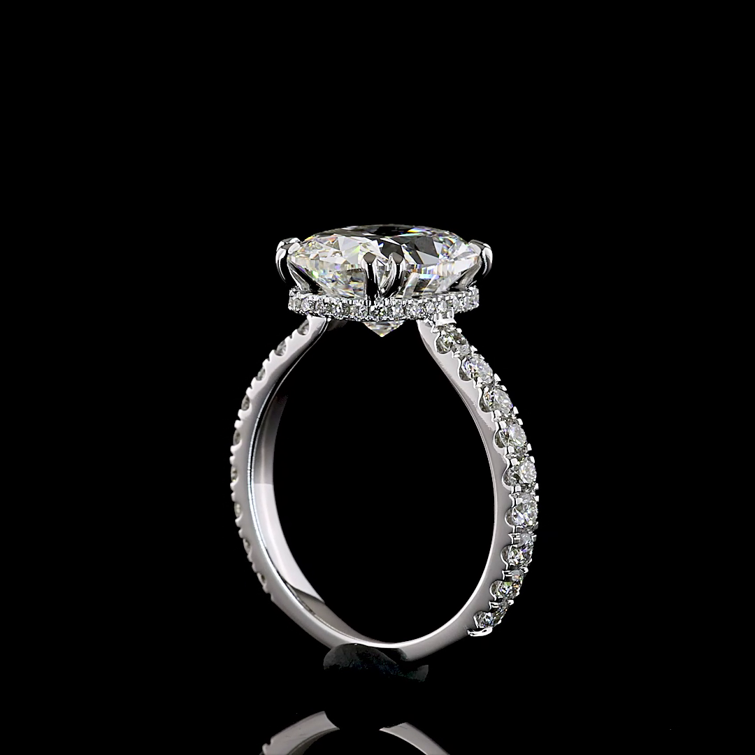 4.72 CTTW Cushion Brilliant Lab Grown Diamond Hidden Halo Ring Sz. 6 (F Color and VS1 Clarity)