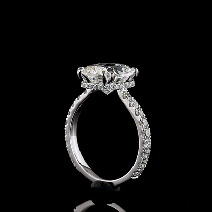 4.72 CTTW Cushion Brilliant Lab Grown Diamond Hidden Halo Ring Sz. 6 (F Color and VS1 Clarity)