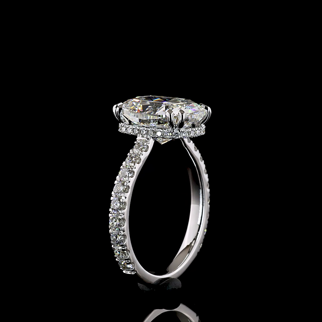 4.72 CTTW Cushion Brilliant Lab Grown Diamond Hidden Halo Ring Sz. 6 (F Color and VS1 Clarity)