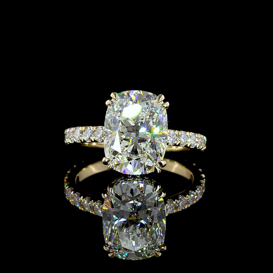 4.76 CTTW Cushion Brilliant Lab Grown Diamond Hidden Halo Ring Sz. 6 (F Color and VS1 Clarity)