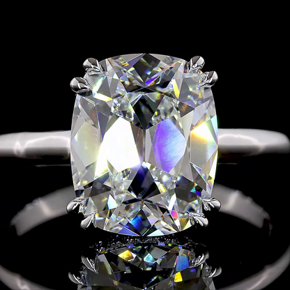 4.14 CTTW Antique Cushion Lab Grown Diamond Hidden Halo Ring Sz. 6 (F Color and VS1 Clarity)