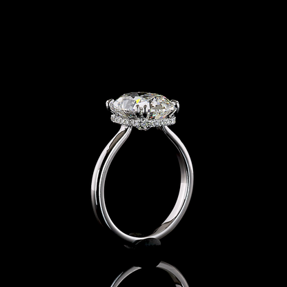 4.14 CTTW Antique Cushion Lab Grown Diamond Hidden Halo Ring Sz. 6 (F Color and VS1 Clarity)