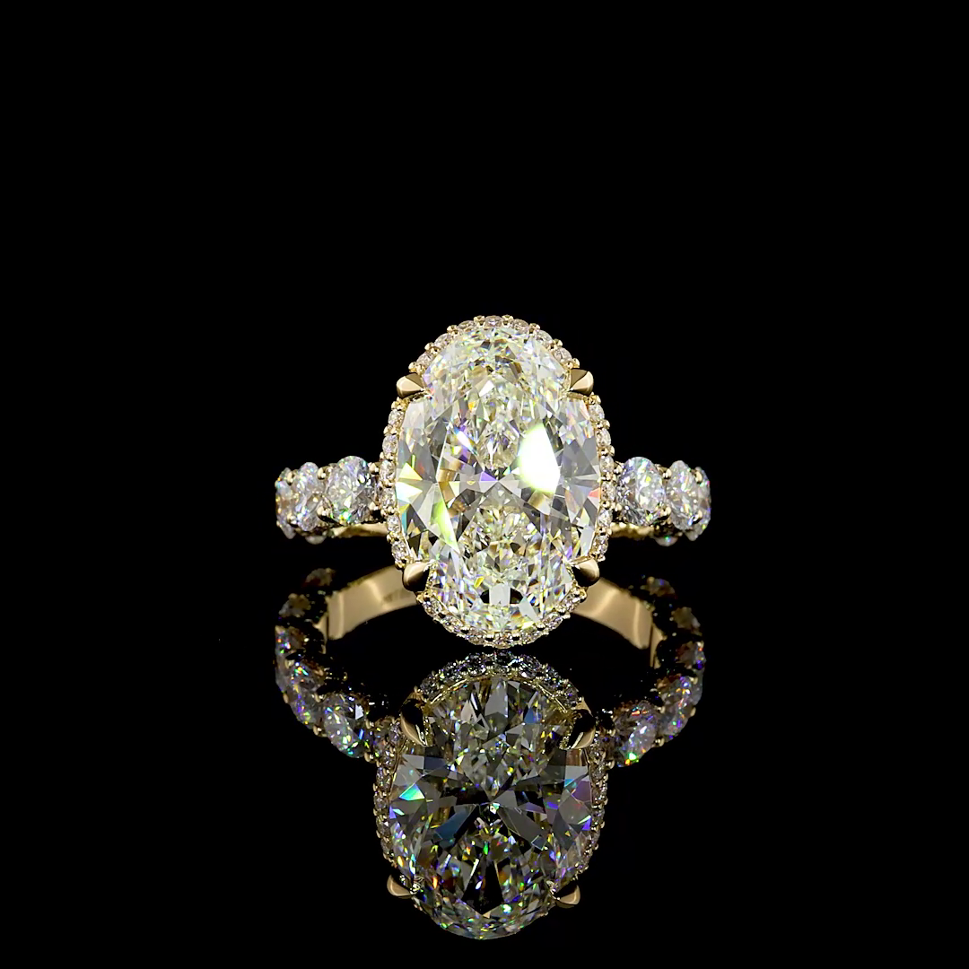 7.70 CTTW Oval Lab Grown Diamond Hidden Halo Ring Sz. 6 (F Color and VS1 Clarity)