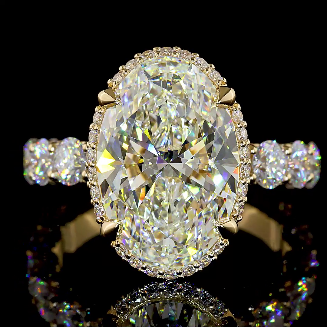 7.70 CTTW Oval Lab Grown Diamond Hidden Halo Ring Sz. 6 (F Color and VS1 Clarity)