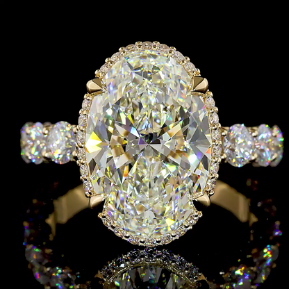 7.70 CTTW Oval Lab Grown Diamond Hidden Halo Ring Sz. 6 (F Color and VS1 Clarity)