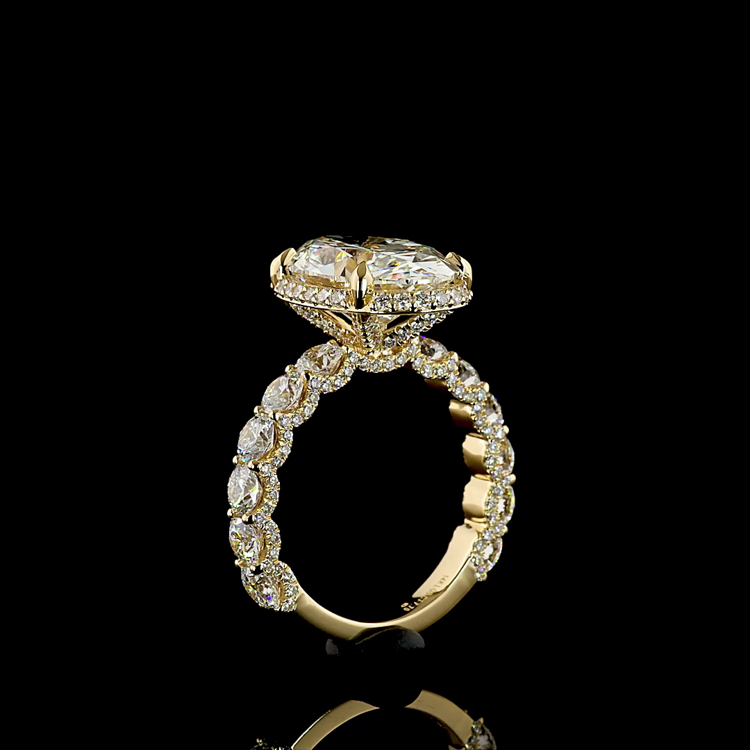 7.70 CTTW Oval Lab Grown Diamond Hidden Halo Ring Sz. 6 (F Color and VS1 Clarity)