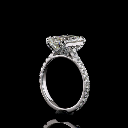 5.01 CTTW Emerald Lab Grown Diamond Hidden Halo Ring Sz. 6 (F Color and VS2 Clarity)