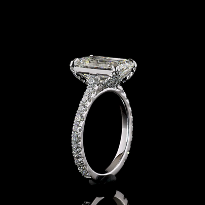 5.01 CTTW Emerald Lab Grown Diamond Hidden Halo Ring Sz. 6 (F Color and VS2 Clarity)