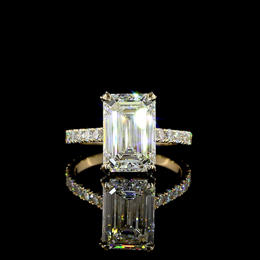 4.98 CTTW Emerald Lab Grown Diamond Hidden Halo Ring Sz. 6 (F Color and VS1 Clarity)
