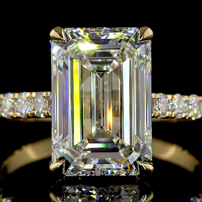 5.09 CTTW Emerald Lab Grown Diamond Hidden Halo Ring Sz. 6 (F Color and VS1 Clarity)