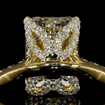 5.09 CTTW Emerald Lab Grown Diamond Hidden Halo Ring Sz. 6 (F Color and VS1 Clarity)