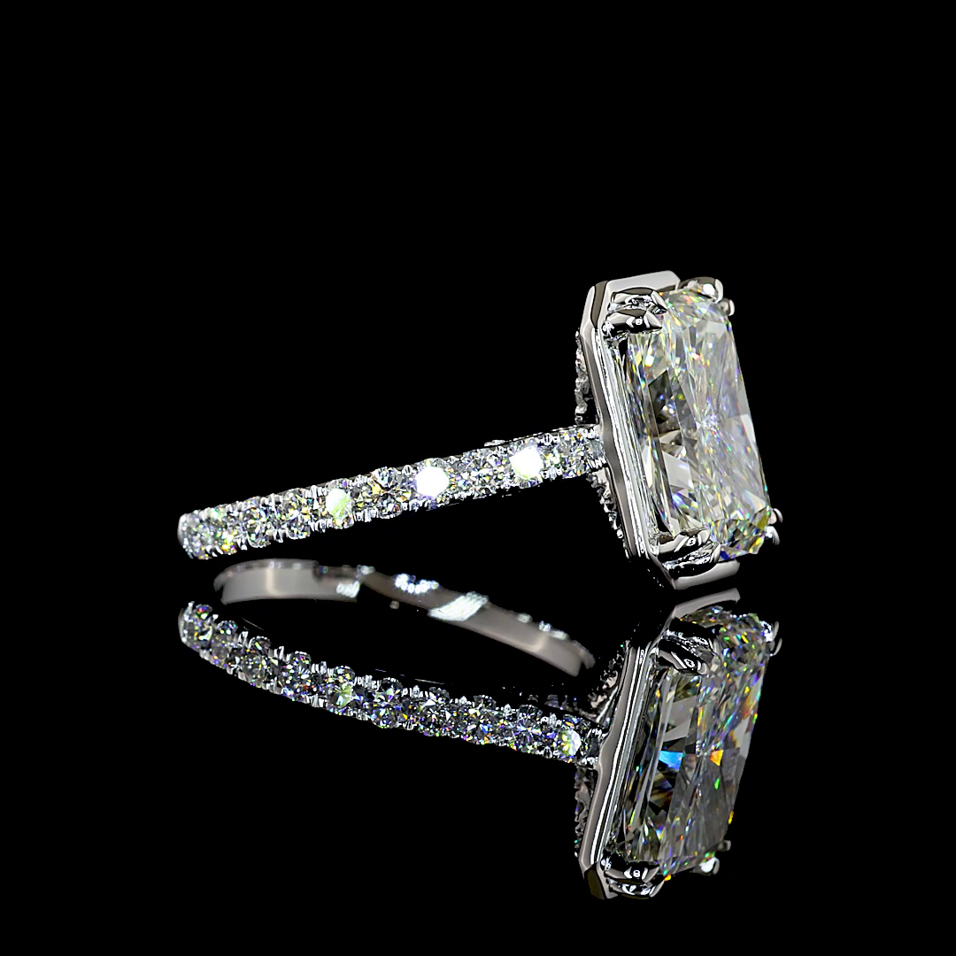 4.87 CTTW Radiant Lab Grown Diamond Hidden Halo Ring Sz. 6 (F Color and VS1 Clarity)