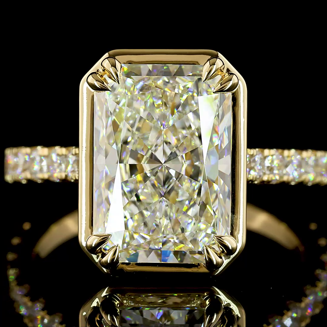 4.91 CTTW Radiant Lab Grown Diamond Hidden Halo Ring Sz. 6 (F Color and VS1 Clarity)